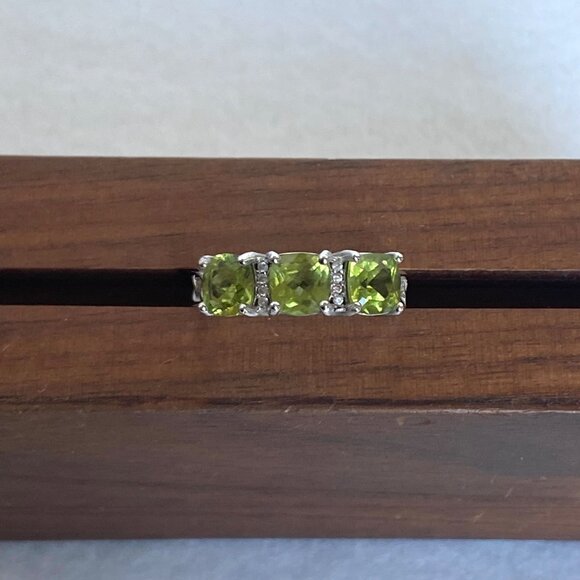 Sterling Silver 925 Prong Set Cushion Cut Peridot Multi Gemstone Ring 8.5 - Picture 12 of 16